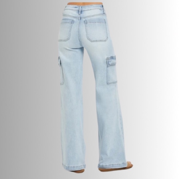 Trending New High Rise Wide Cargo Leg Jeans - Picture 4 of 7